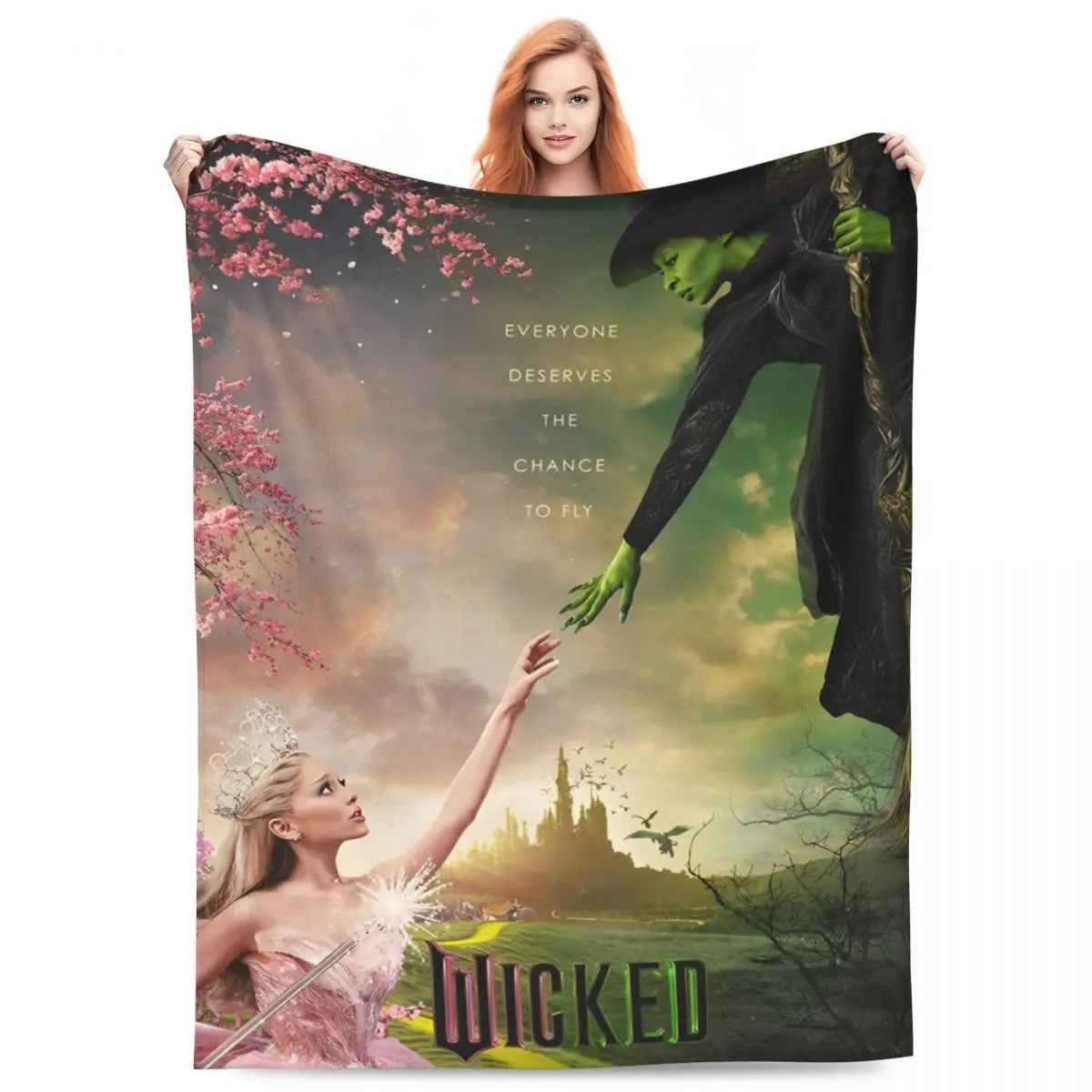 Wicked Elphaba & Glinda Tonal Plush Blanket Kids Flannel Bedding Throws For Bedroom Soft Custom Quality Bedspread Gift Idea