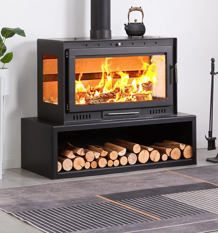 winter high carbon steel three-sided viewing fire real fire fireplace wood-burning firewood heating furnace