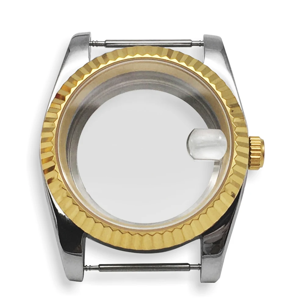 5ATM 36 مللي متر حافظات الساعات الفاخرة الياقوت الزجاج العلوي مقاوم للماء صالح NH35 حركة 28.5 مللي متر الطلب المسمار تاج