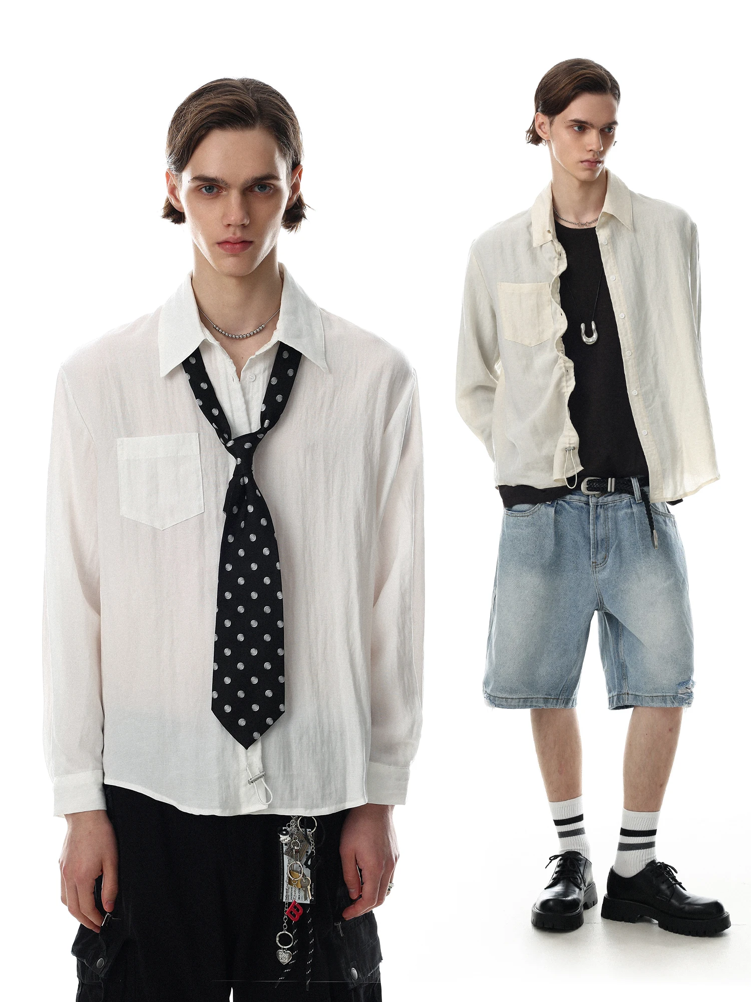 American Retro Versatile Casual Loose Men's Shirt High Intelligence Sensation Trendy Long Sleeve Breathable Skin-friendly