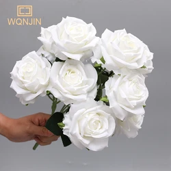 WQNJIN Simulation Big Rose Bouquet Wedding Flowers 10 Heads Fake Roses Artificial Flower Silk Flowers Home Decoration