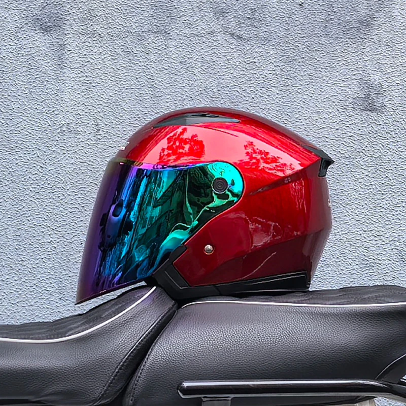 Casco de motocicleta para hombre y mujer, para las cuatro estaciones, capacete para moto de doble lente, carreras