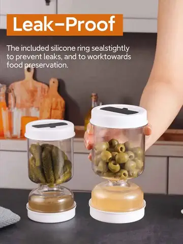 โถกรองมะกอกและดอง, โถนาฬิกาทรายคอนเทนเนอร์มะกอกใหม่พร้อมที่กรองพลิกภาชนะดองสําหรับเก็บอาหารสุญญากาศ