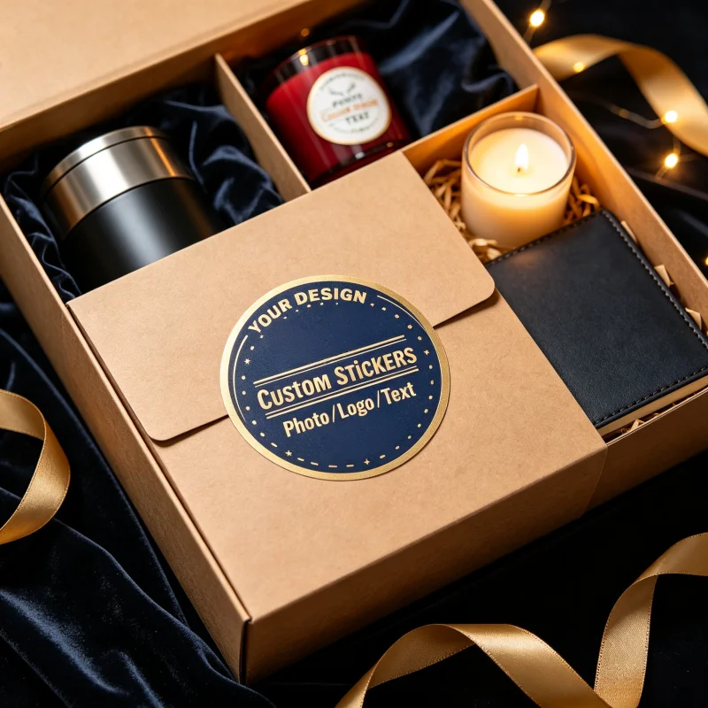 Individuell gestalteter Aufkleber, laden Sie Ihr Logo-Bild hoch, langlebige Etiketten für Geschenkboxen, Tierleckerli-Verpackungen und Dekorationen für Feiertagstreffen. – Detail 5