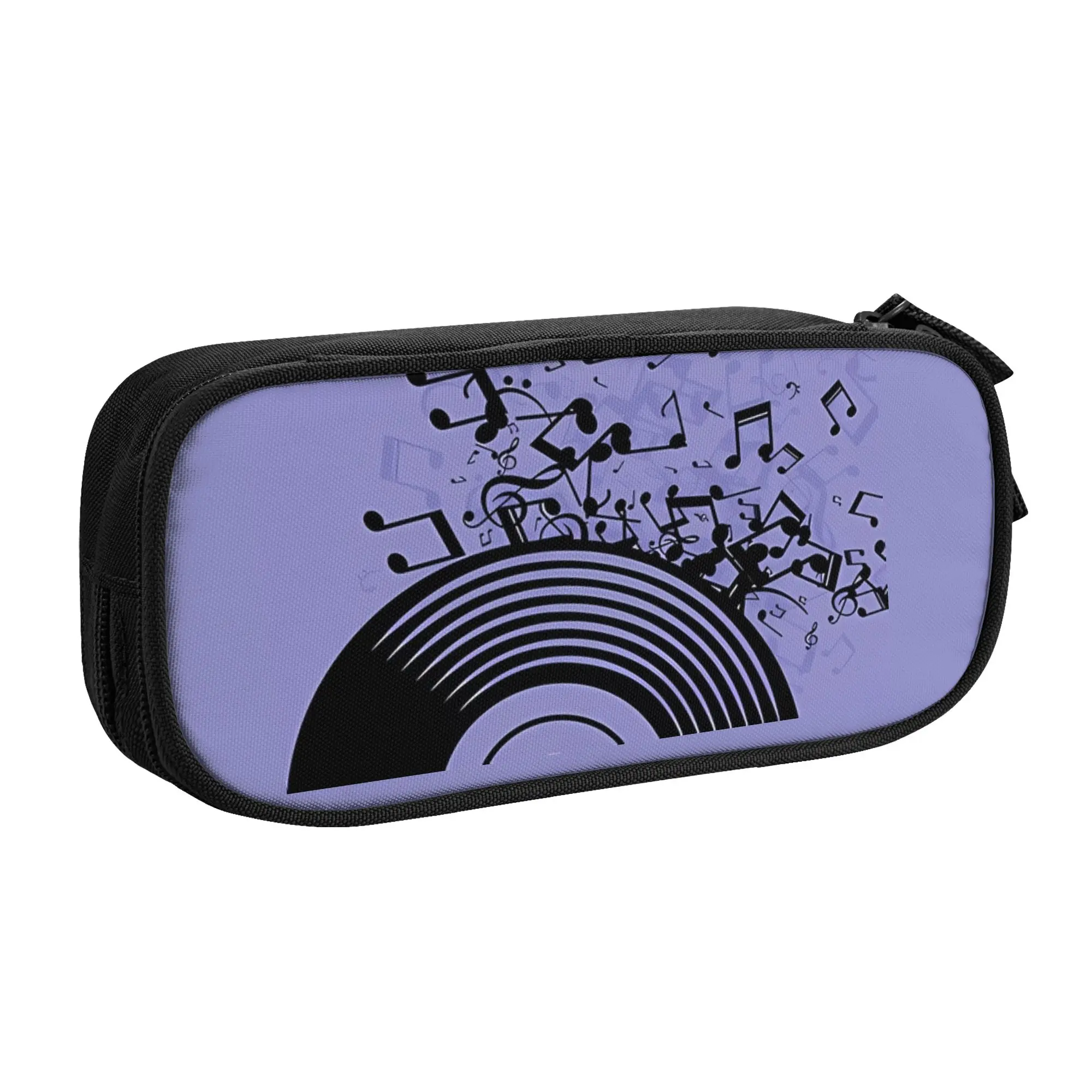 1 piece Lightweight Purple Minimalistic Vinyl Pencil Case Boys Pen Bag Music Notes School Stationery Bag