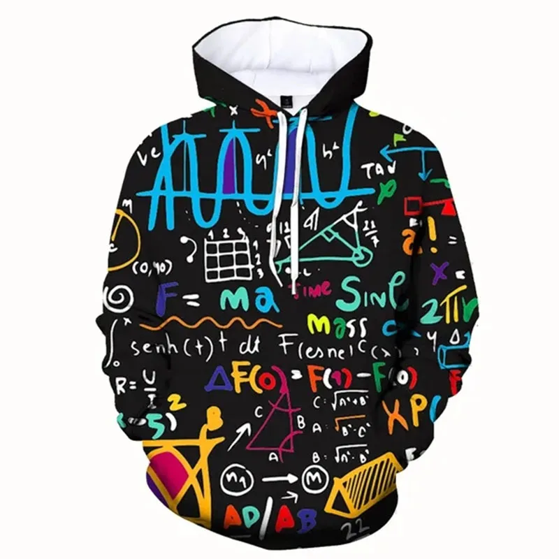 New Mathematical Formula Funny Hoodies 3D Print Men Women Hooded Sweatshirts Oversized Pullovers Y2k Tracksuit Top Kids Clothing