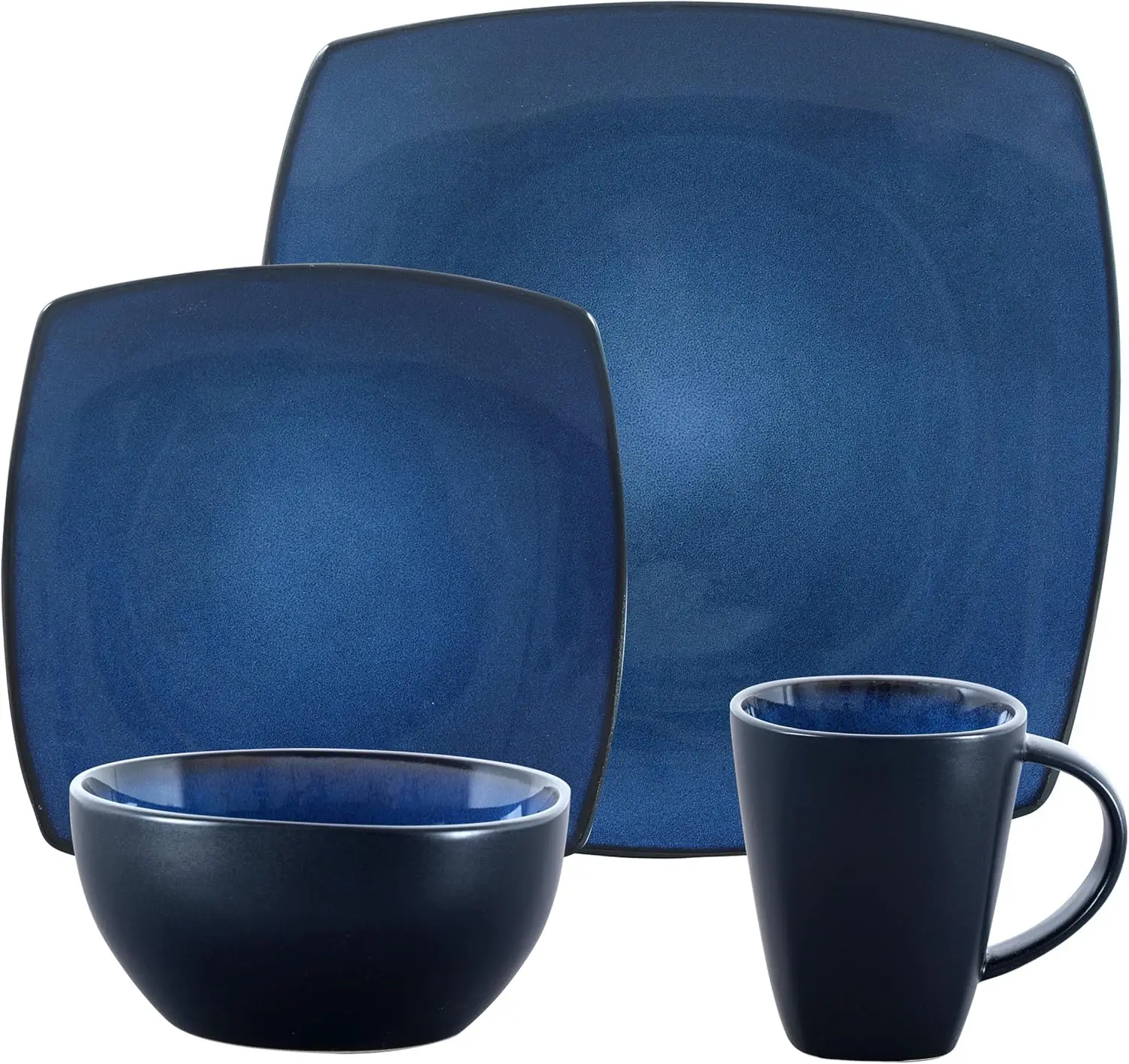 

Elite Lounge Reactive Glaze Stoneware Dinnerware Set, Service for 4 (16pc), Blue