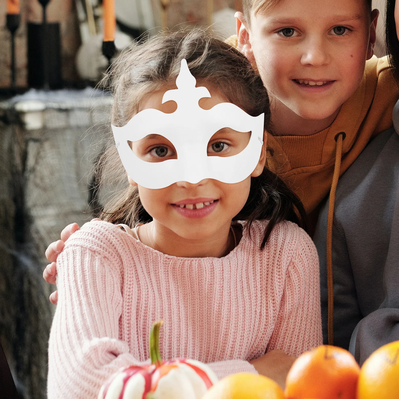 6 قطع من أقنعة الورق المرسومة يدويًا، أقنعة وجه بيضاء ذاتية الصنع لمهرجان الحفلات التنكرية، قناع حفلة أبيض، قناع قابل للطلاء #5