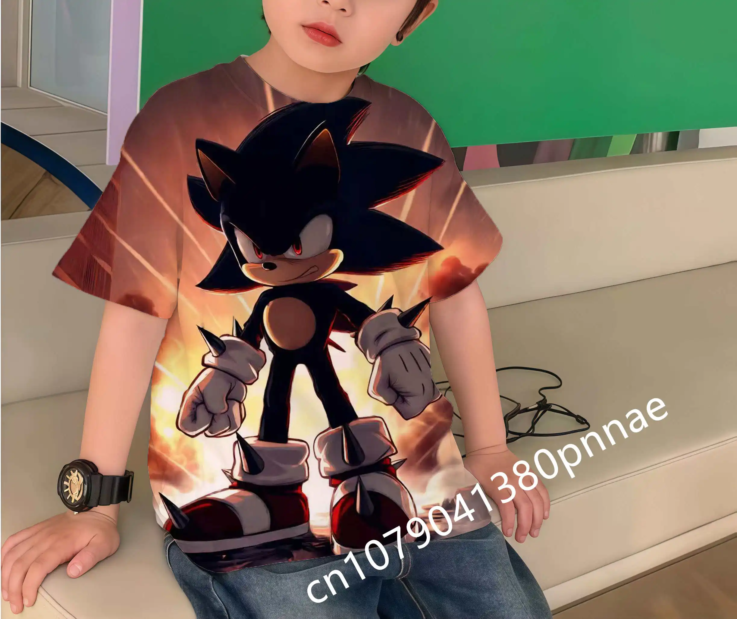 

Sonics Children Short Sleeves T-Shirts Cartoon Anime Man Woman Tops Summer Clothes Game Fashion Tees Boys Girls Birthday Gift