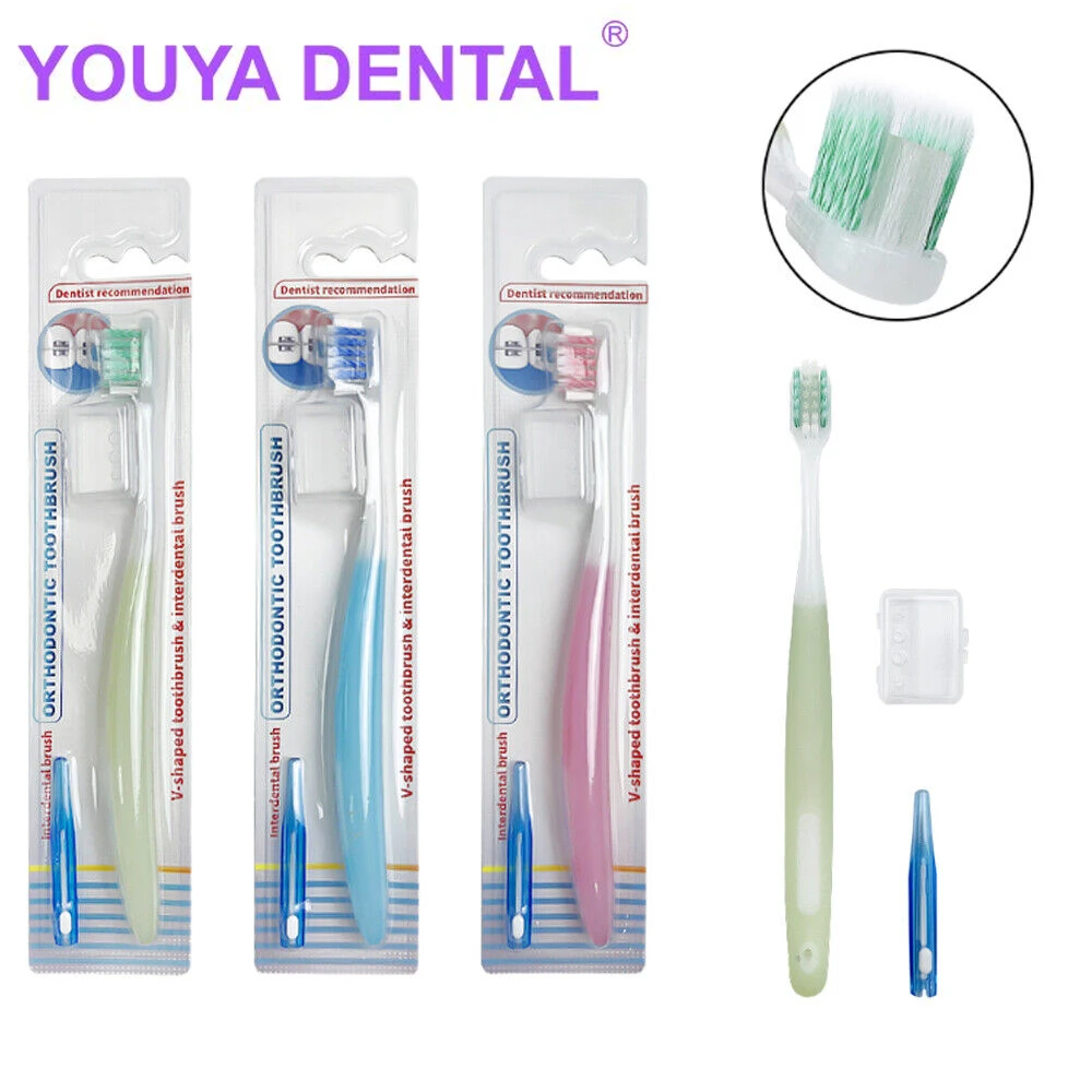 1Pcs Adults Orthodontic Toothbrush Dental Soft Cleaning Tooth Brush Soft Bristle Toothbrushes Interdental Brush Brace Clean Tool