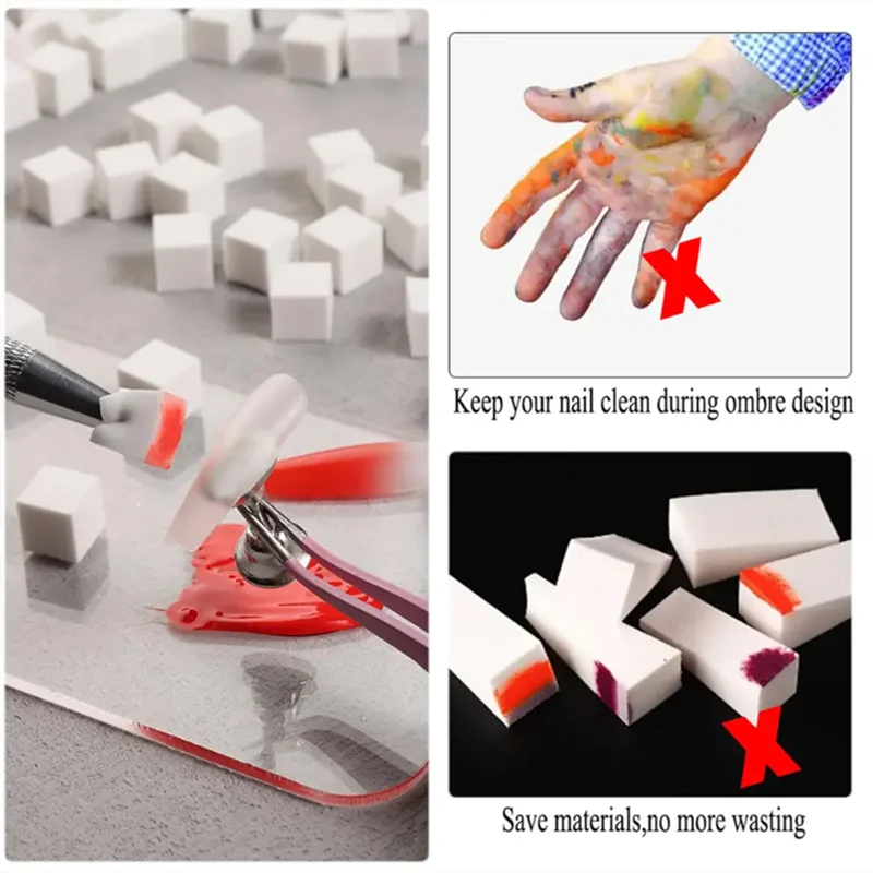 إسفنجات أظافر ناعمة لإسفنجات تزيين الأظافر أومبير مع قلم إمساك أظافر أومبير أدوات تزيين الأظافر ملحقات احترافية #3