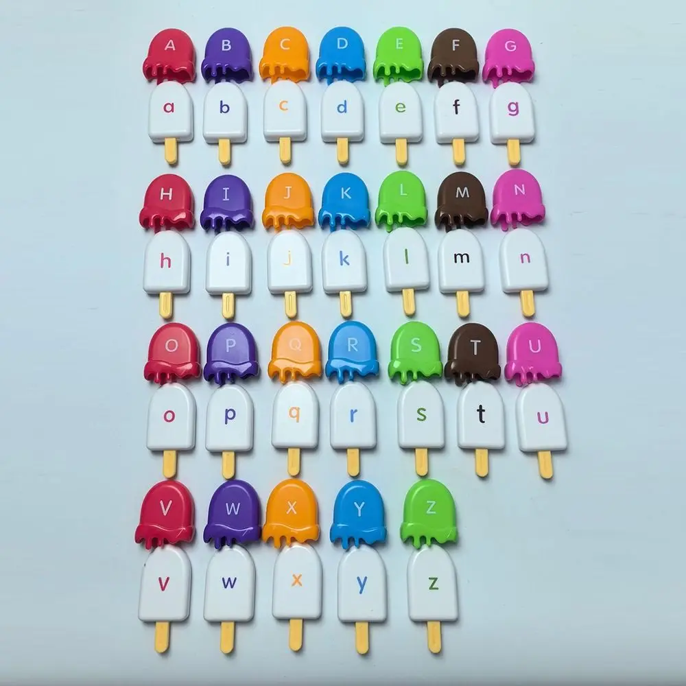 1 Set 52Pcs Sets Plastic Ice Cream Shape Alphabet Matching Animal Color Sorting Set Multicolor Early Montessori Gift