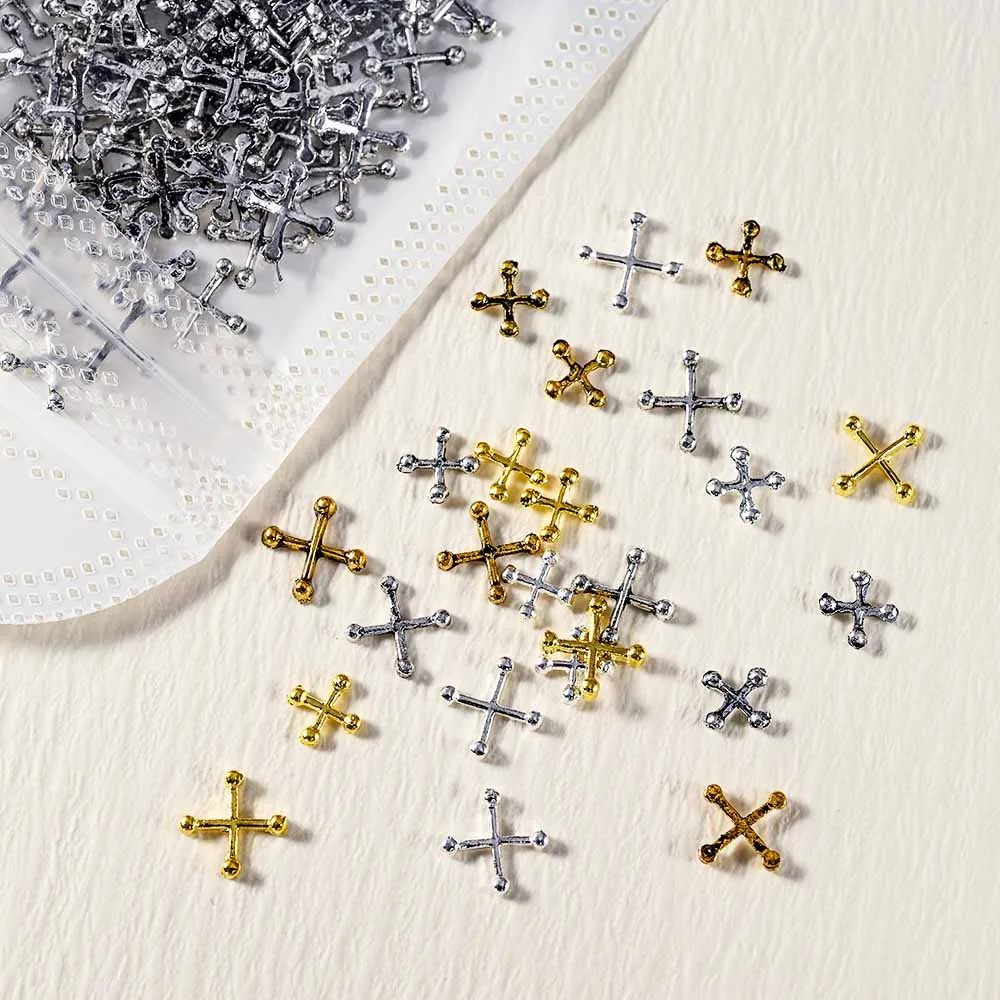 20pcs Metal Small Cross Nail Art Charm Alloy Hip Silver Cross Shape Nail Decoration DIY Luxury Nail Accessories Jewelry