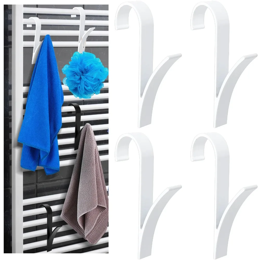 4pcs Black Hooks for Heated Towel Radiator Rail Bath Hook Holder Clothes Hanger Bathroom Drying Space Towel Scarf Rack - view 4