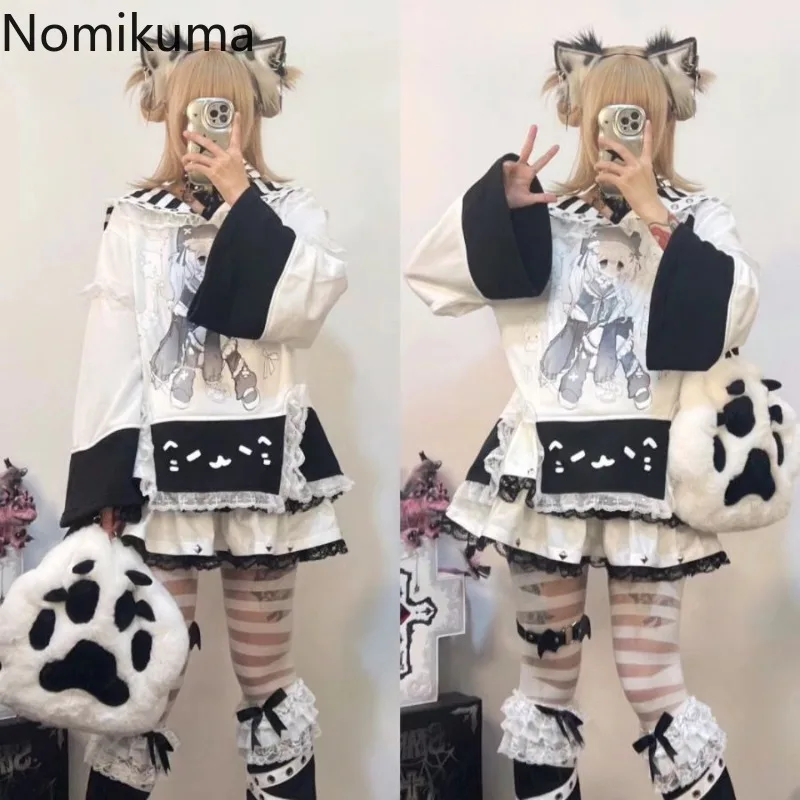 اليابانية تي شيرت ملابس حريمي Y2k بلايز بحار طوق كم طويل فضفاض الكرتون تيز موضة Camisetas أنيمي طباعة لطيف التي شيرت