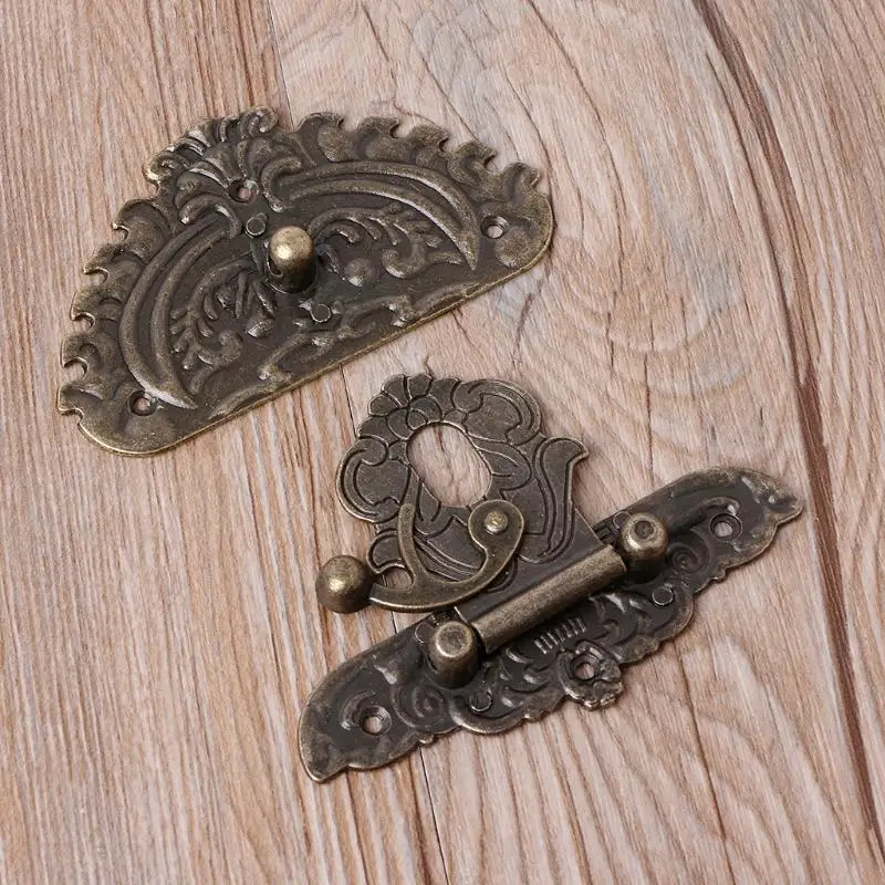 4xfd Vintage Retro Retro Decorative Hasp Toggle Stack Box Box Lock Crochet pour