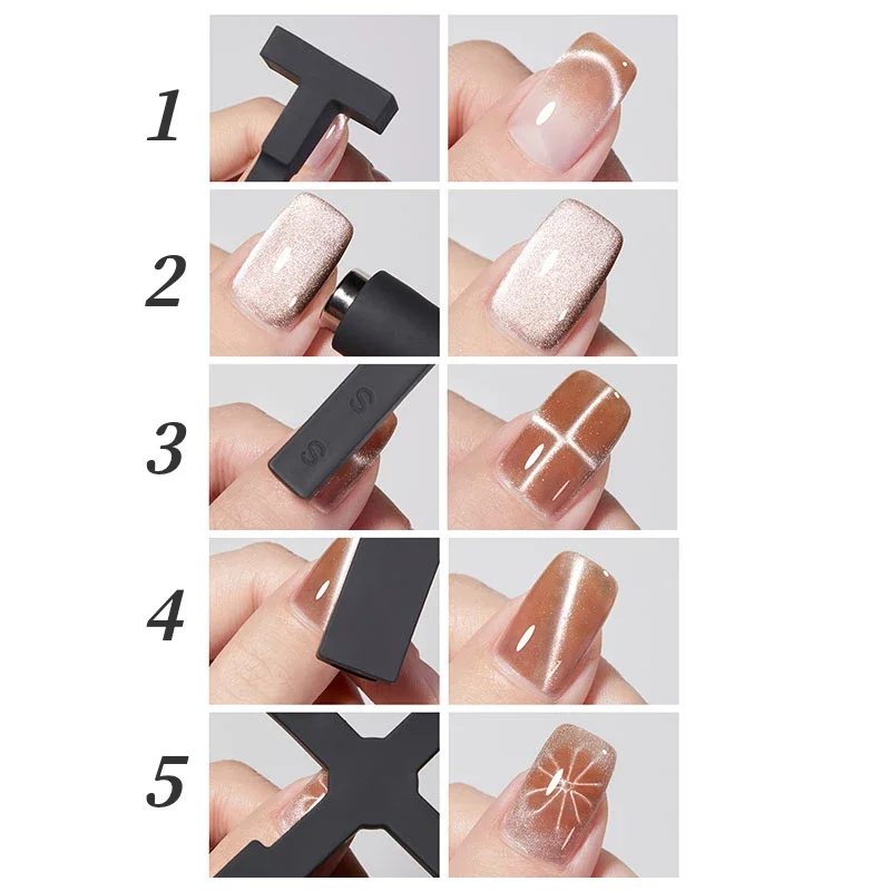 5 in 1 Magnetic Stick with Sleeve for Cat Eye Powder/Gel Polish Magnetic Effect Board Painting Nail Gel Polish Varnish Tools