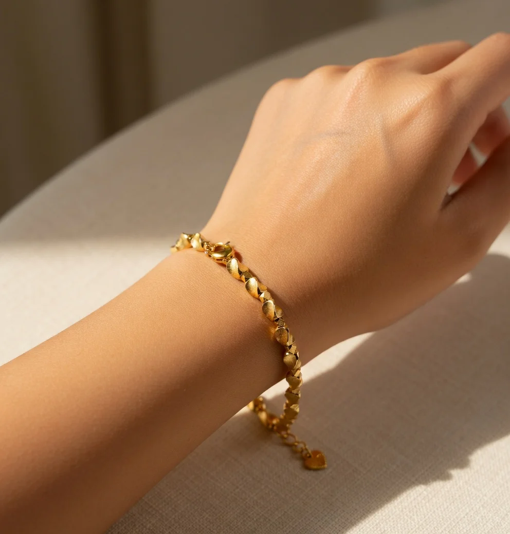 

18k parkling Twisted Button Bead Bracelet for Women Trendy Niche High-End Versatile Gold-Plated Irregular Faceted Bead