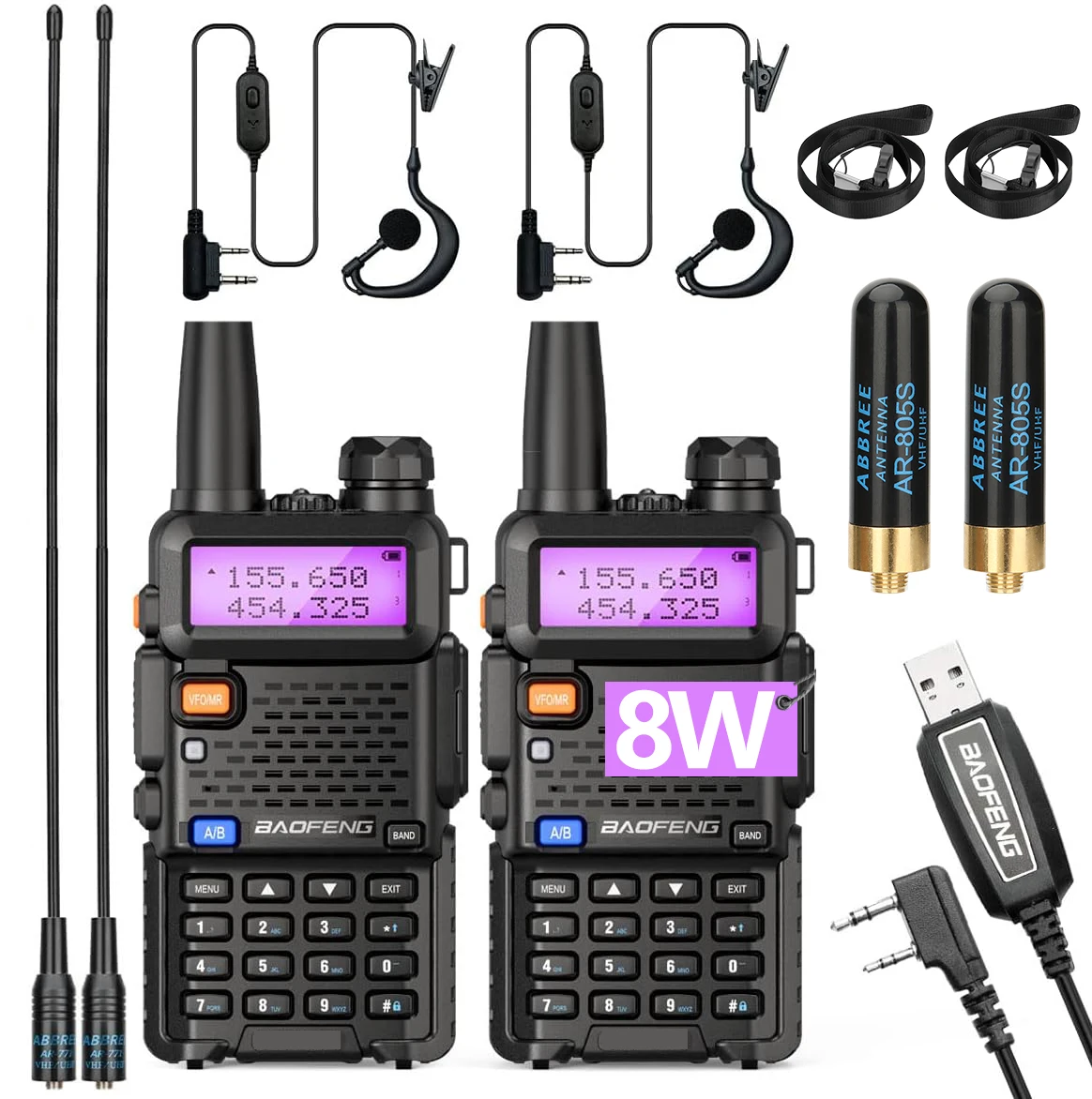 1/2/4 PCS Baofeng UV 5R 8W Walkie Talkie Dual Band VHF UHF Portable FM Amateur 1800mAh UV5R Two way Radio Ham Radio For Climb