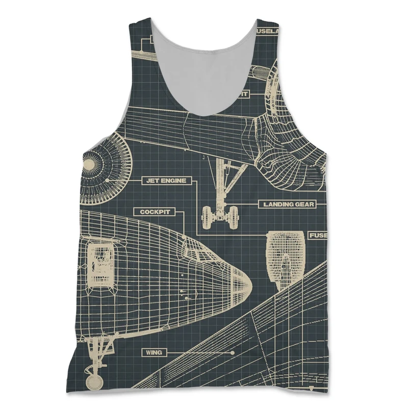 2024 New Summer Fighter Print Vest Male Hip Hop Fashion Casual Sleeveless Men Clothing Harajuku Streetwear Crew Neck Tank Tops