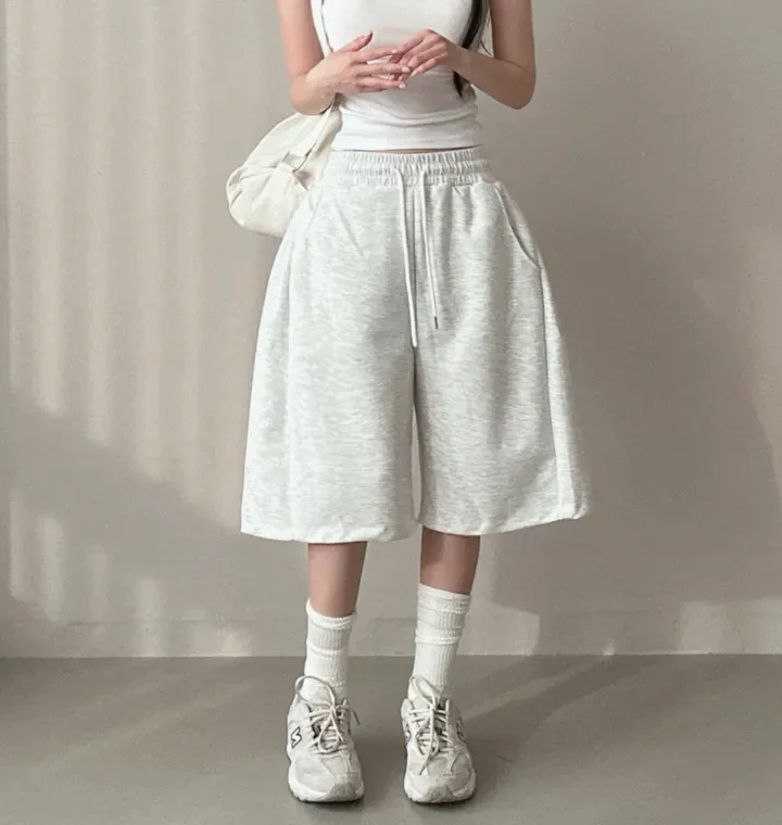 여름 드로스트링 와이드 레그 반바지 여성 피트니스 러닝 루즈 캐주얼 라지 스포츠 반바지 스웨트 숏 하이 엘라스틱 레이스업 팬츠