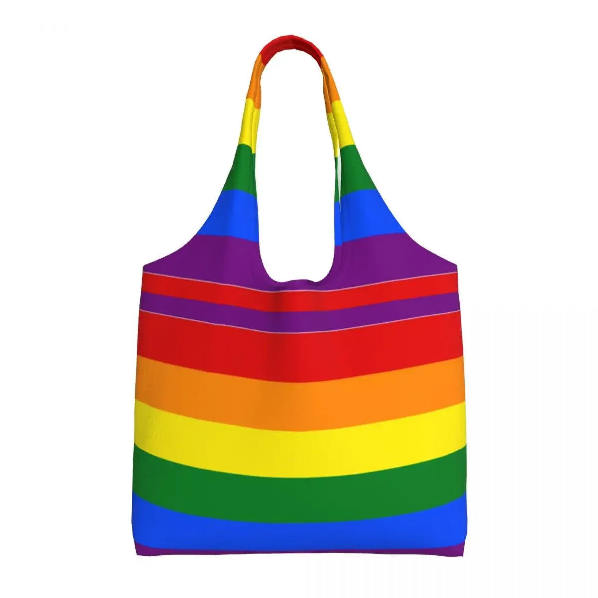 

Fashion LGBT Flag Shopping Tote Bags Reusable Gay Pride Rainbow Canvas Groceries Shoulder Shopper Bag Photography Handbag Gifts