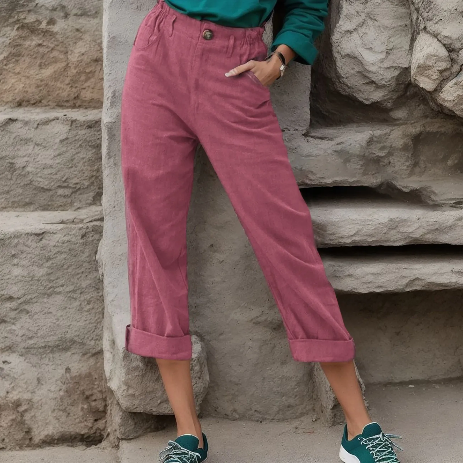 

Womens Pants Casual Dress Womens Trousers Back Pants Elastic Waist Linen Elastic Pants For Women Casual Womens Tie Pants Casual