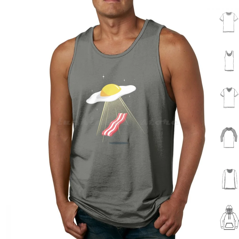 Take Me To Your Breakfast Tank Tops Print Cotton Ufo Abduction Flying Saucer Bacon Egg Bacon And Eggs Over Easy