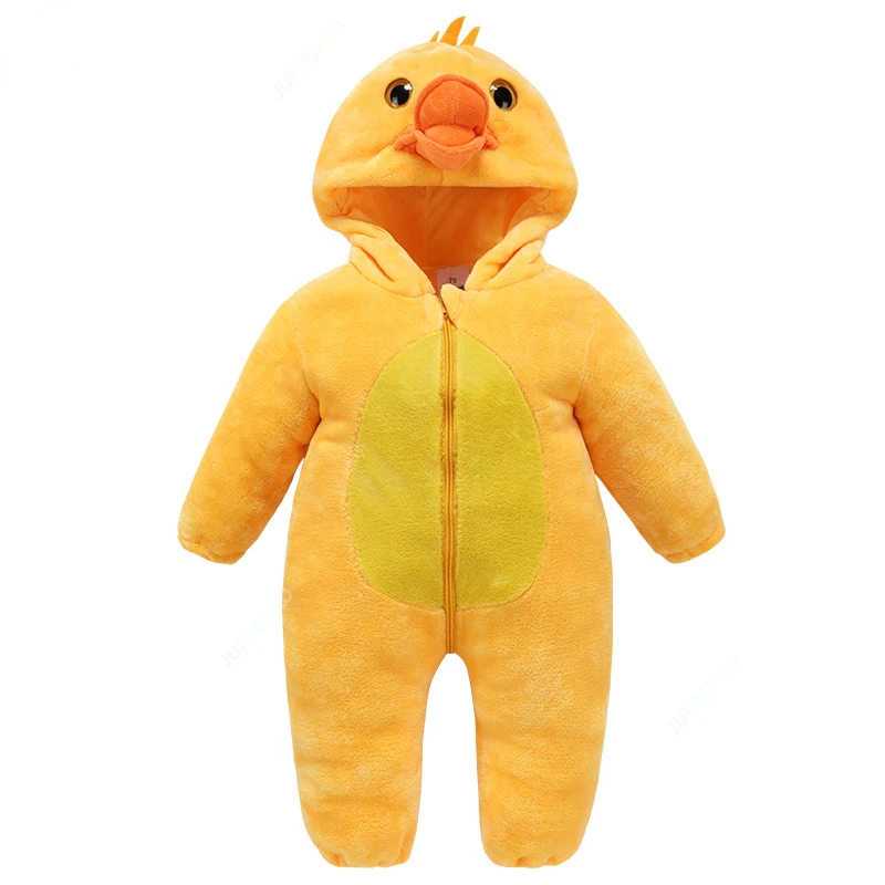 Children\'s Day Little Yellow Duck Spring Baby Jumpsuit Tassel Hooded Jumpsuit Sleepwear Animal Jumpsuit Children Crawling Suit