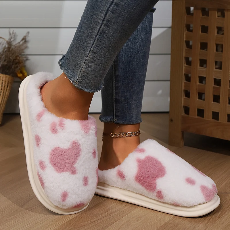 Winter Home Fur Slippers Women 2024 Comfort Soft Sole Couple Plush Slippers Woman Faux Fur Keep Warm Cotton-Padded Shoes Slides