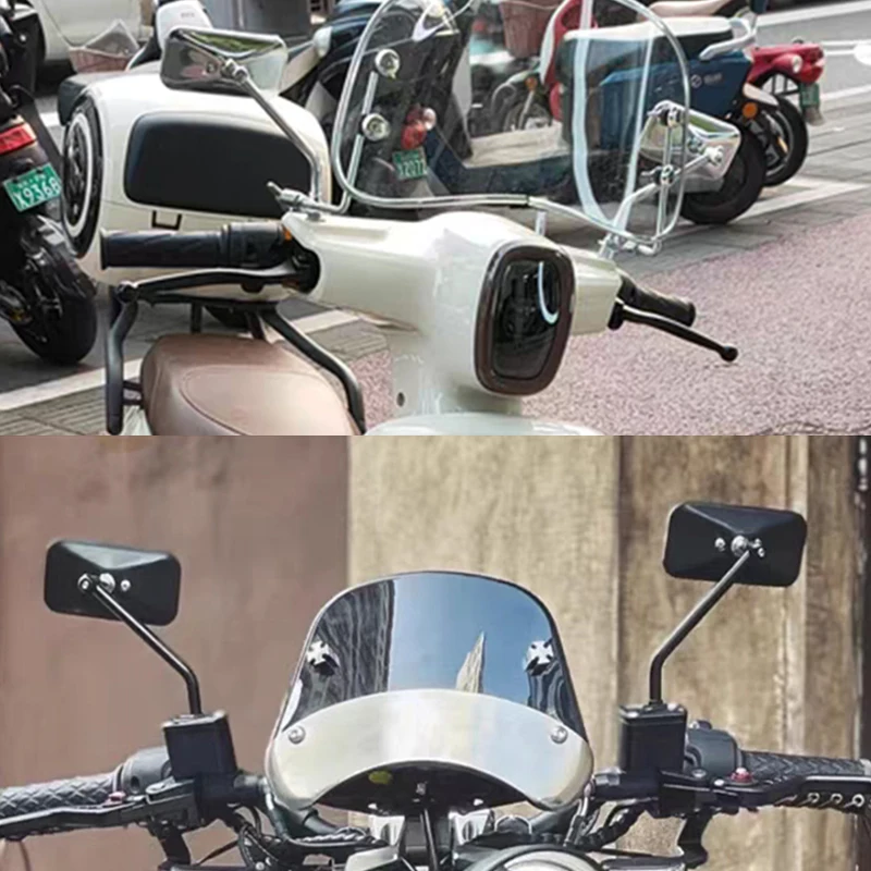 Universal Motorcycle Rear View Mirrors Retro Square Side Convex Mirror Cafe Racer for Suzuki SV650 V-Strom 250 Kawasaki Z650 ER5