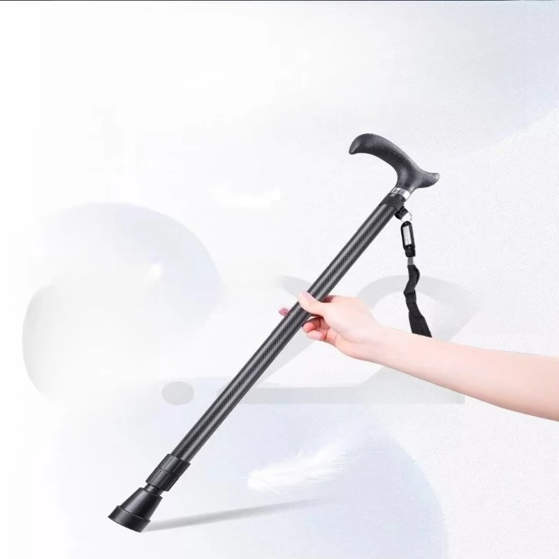 100Kg load-bearing carbon fiber senior cane non-slip and drop-resistant folding telescopic cane with ten-level support