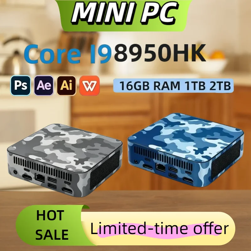 High Performance Slim New MINI PC Core i9 8950HK 16GB RAM 1TB 2TB SSD WIFI 6 BT5.2 4K HD Mini Gaming Office Study Pc