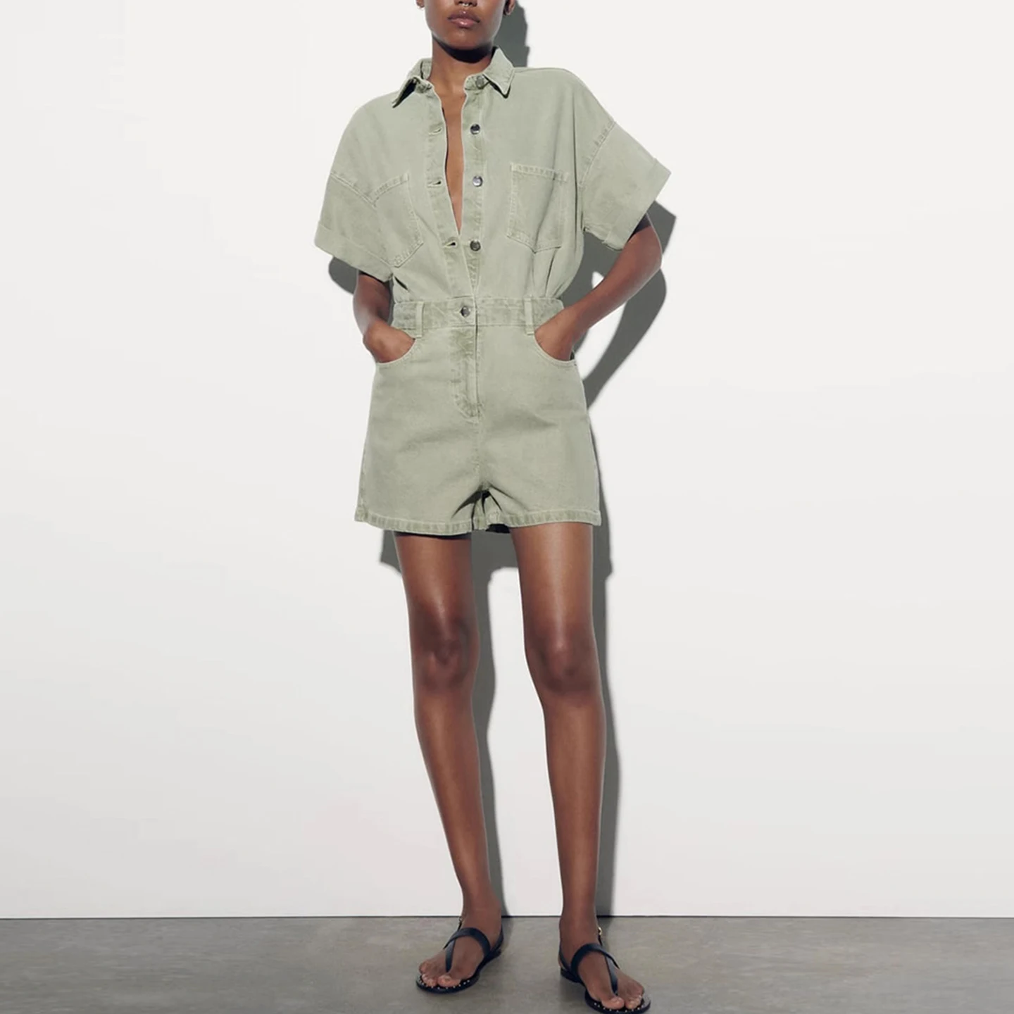 

Новинка лета 2029, женский джинсовый комбинезон с прямыми штанинами и высокой талией, спецодежда, полиэфирное волокно, для поездок на работу, Sle