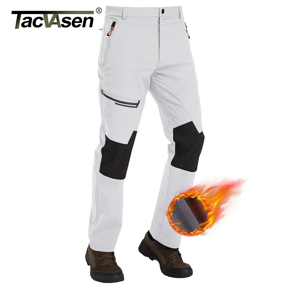 TACVASEN Winter Men‘s Hiking Pants Warm Thermal Fleece Lined Windproof Outdoors Working Fishing Camping Mountain Ski Pants