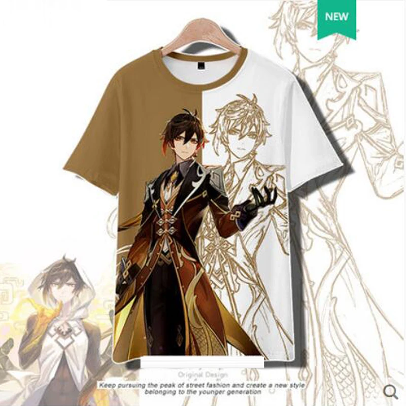 Game Genshin Impact Zhongli Cosplay summer short sleeve t shirt women men Fashion Oversized funny tshirt zhong li Graphic tees