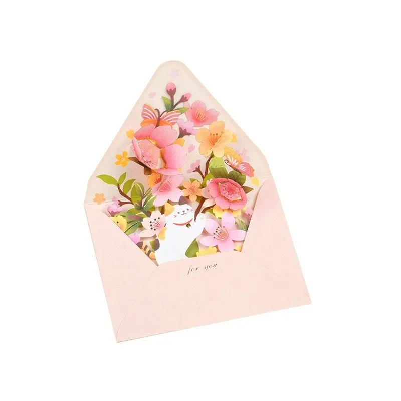 Ensemble de cartes de vministériels x pop-up 3D, carte postale, fleur romantique, carte d'anniversaire et de Noël, décor de fête de mariage, cartes cadeaux créatives, 5 pièces