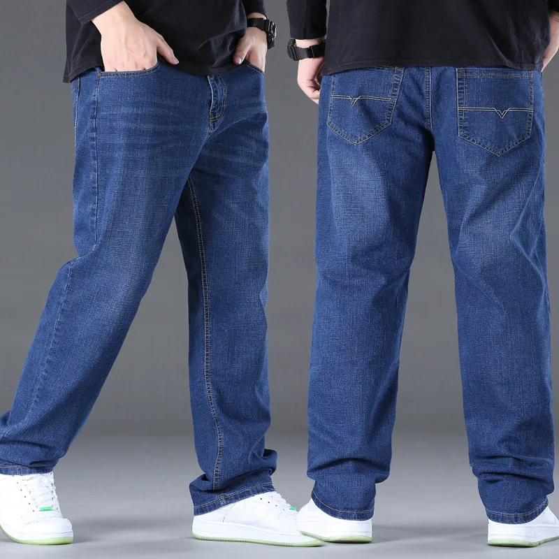 7XL Men's plus-size jeans Loose Straight Fashion retro blue jeans Personality Street wear Hip Hop high quality men's pants