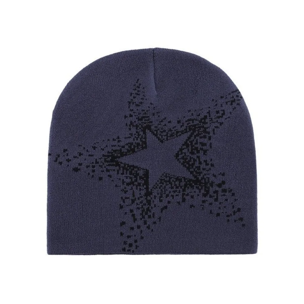 Cool Jacquard Star Knitted Hat Pentagram Warm Pullover Cap Hip Hop Cashmere Y2k Beanie Hat Outdoor