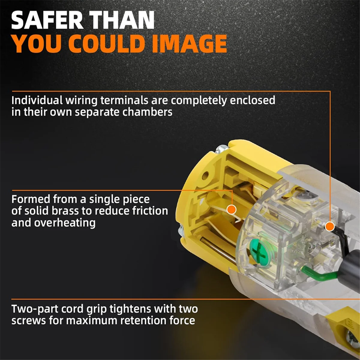 Conector iluminado de A84E, extremo del cable iluminado a tierra, salida de cable de repuesto, conector de grado comercial, enchufe estadounidense