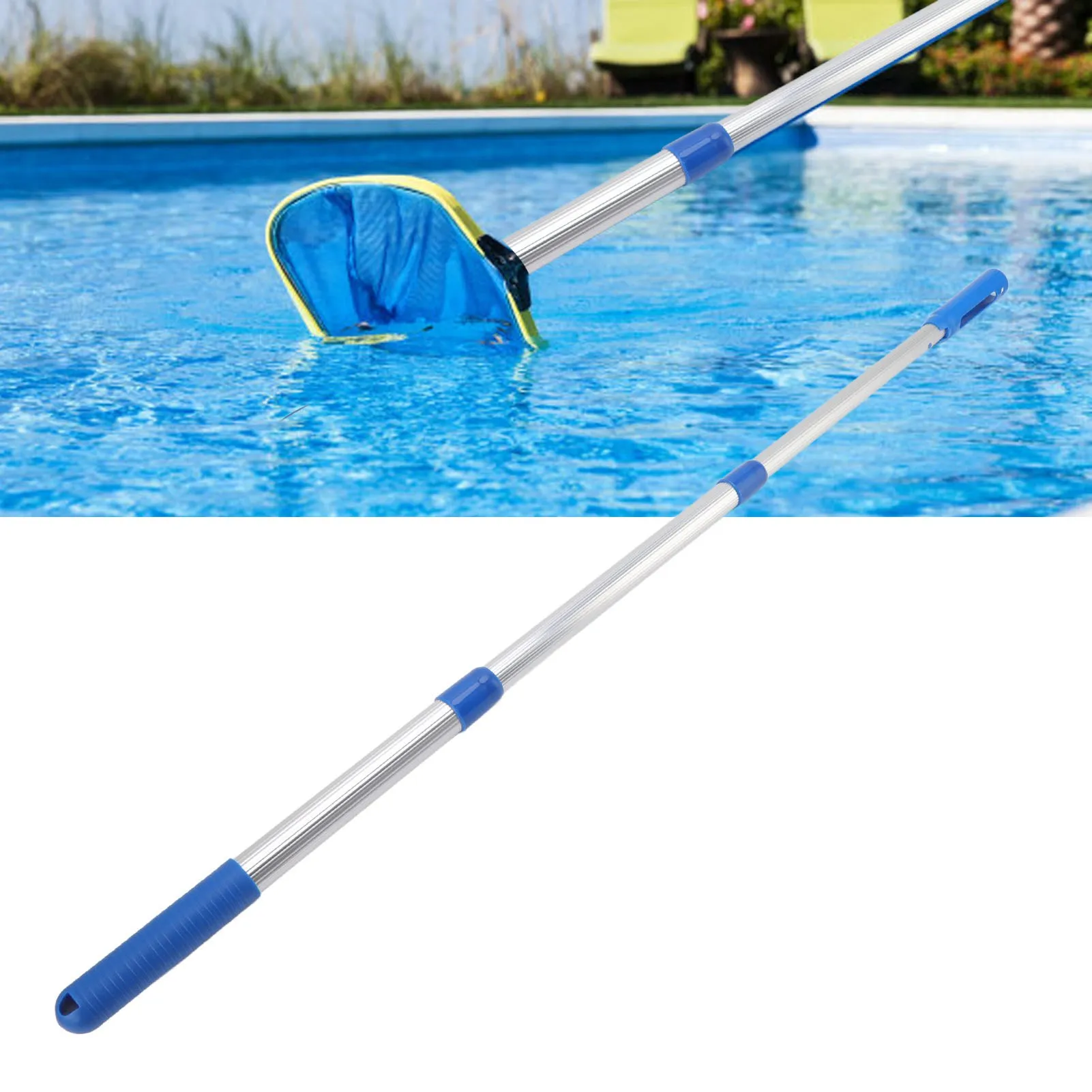 Telescopic Swimming Pool Pole 3-Section For Leaf Skimmer Mesh Rake Net Grip Handle For Spa Pond Swimming Pool Cleaning