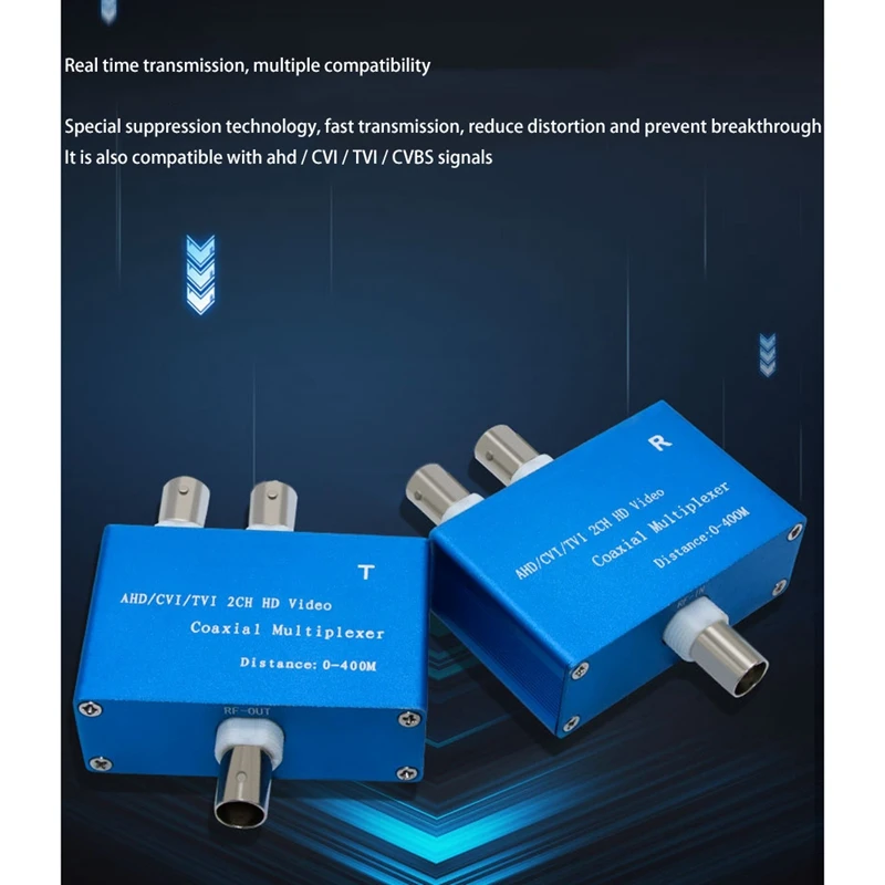 HFES 1080P AHD/CVI/TVI / 2CH HD Video Coaxial Multiplexer (2 Channel Video In One Coaxial Cable Transmission)