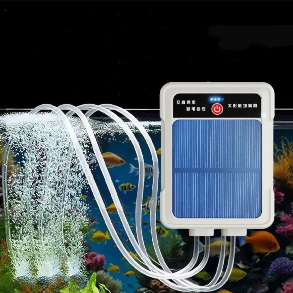 

USB перезаряжаемый солнечный кислородный насос, ультра бесшумный водонепроницаемый кислородный насос для рыбалки, автоматический аэратор для аквариума 2-4 л/мин
