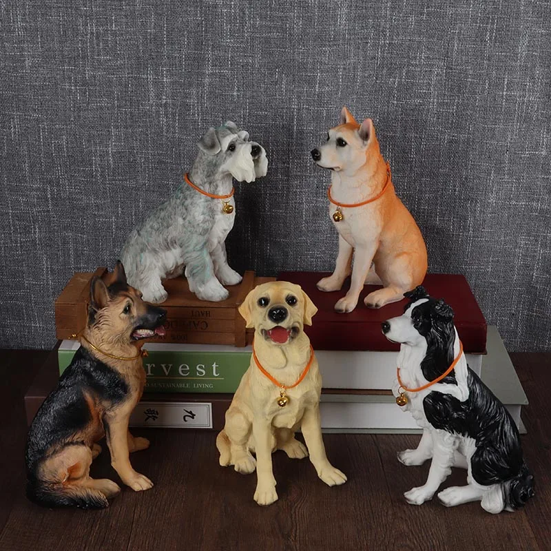 Dog decorations, living room, animal clothes, border collie, Schnauzer model, creative resin crafts