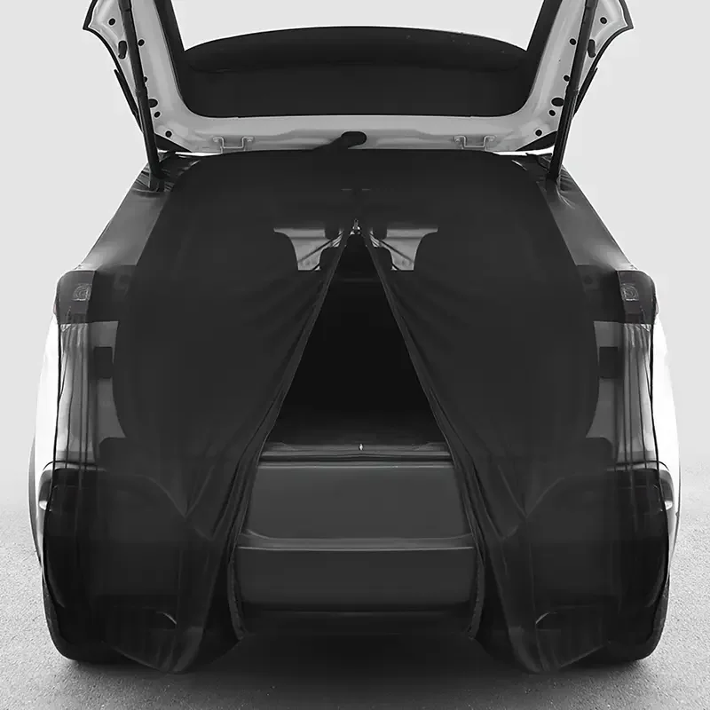 Car Tailgate Mosquito Net - UV Protection Breathable Mesh Window For Trunk & Rear Door Black Polyester No Lining