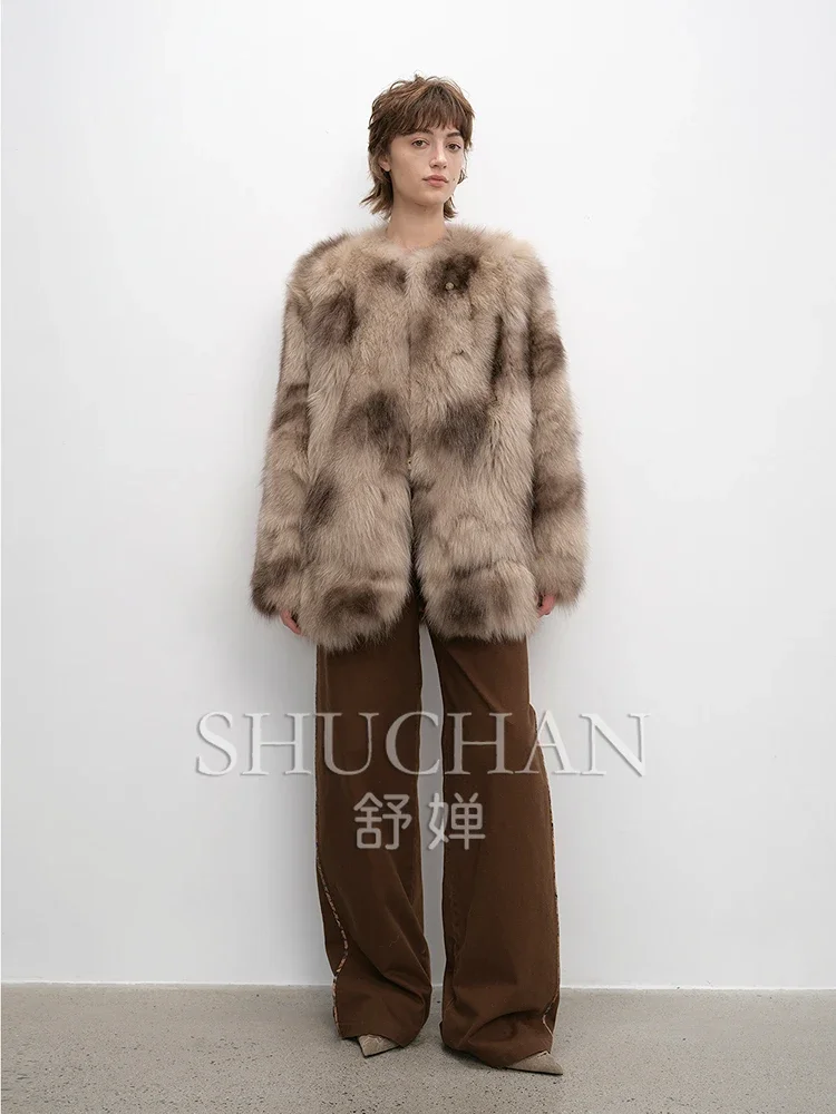 2024 Relaxed and Casual Printing Fox Jacket Women Winter Coat Sheepskin Casacos Femininos Inverno Fur Coat Women