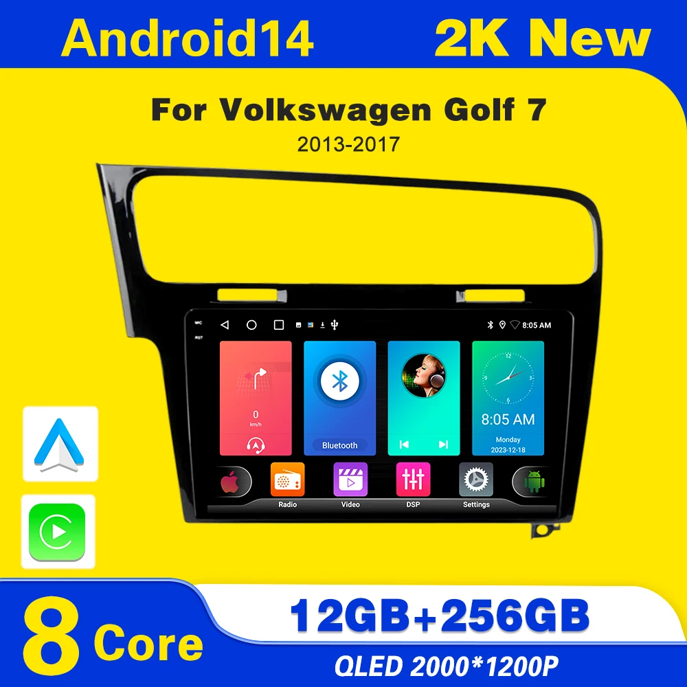 

Автомобильный радиоприемник Android 14 для Volkswagen VW Golf 7 MK7 GTI 2012-2020 Автомобильный радиоприемник Carplay Мультимедийный плеер Навигация Стерео