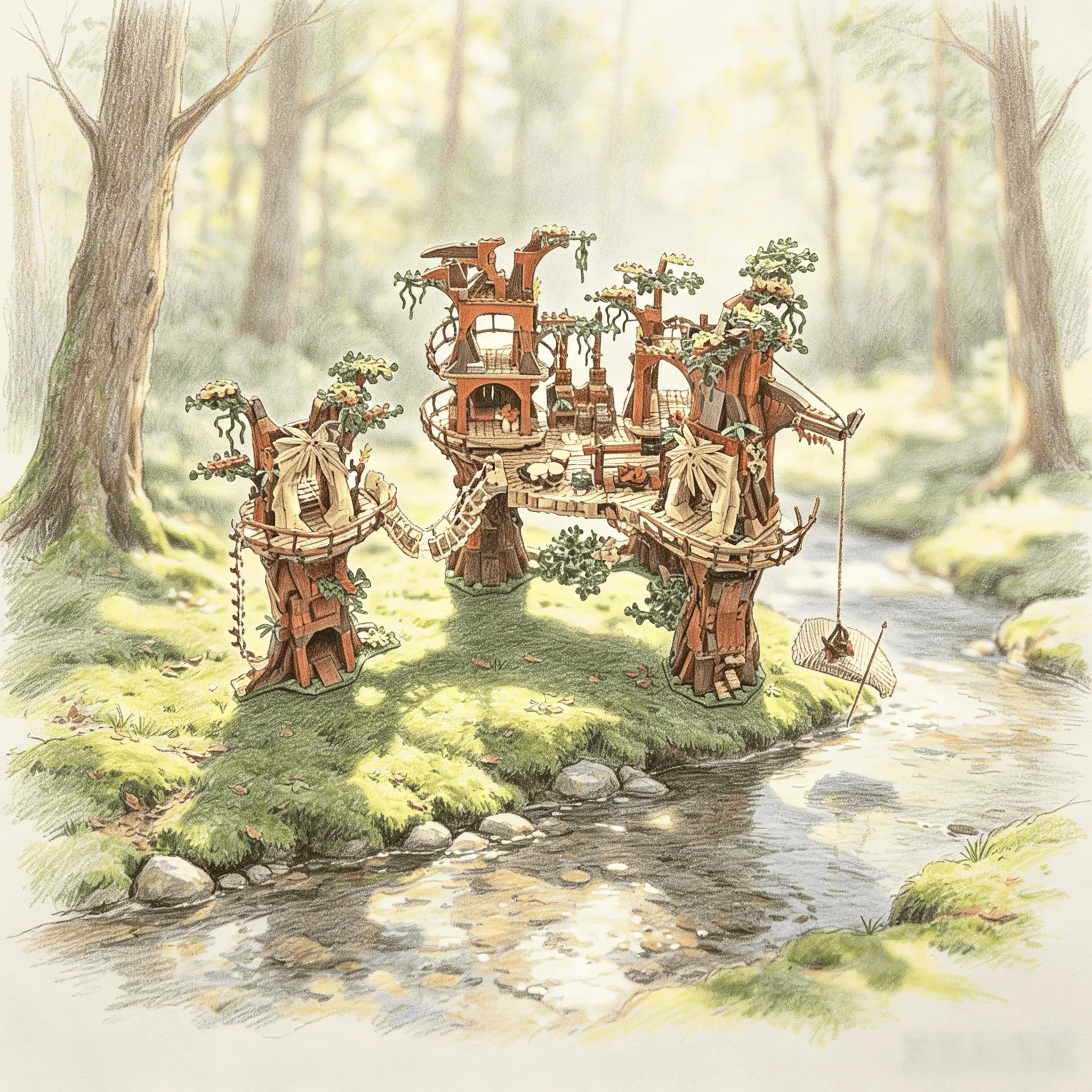 Moc Forest village model creative toy building blocks DIY education set birthday holiday gifts