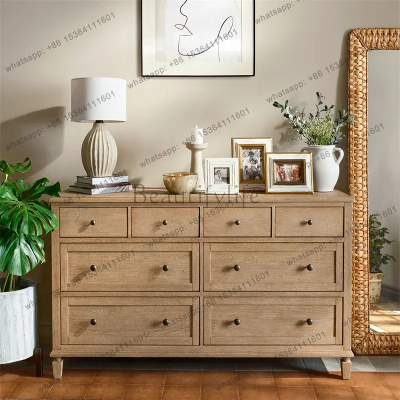 Zj. American country solid wood bedroom bedside locker 8 chest cabinet customization