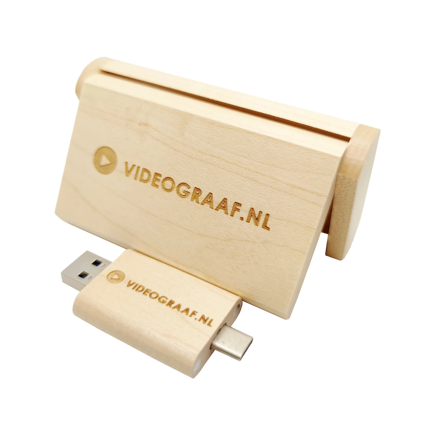 ฟรีที่กําหนดเองเลเซอร์แกะสลักโลโก้ Maple Oval USB2.0 และ TYPE-C แฟลชไดรฟ์ไม้พลิกของขวัญกล่อง 4GB 8GB 16GB 32GB 64GB 128GB